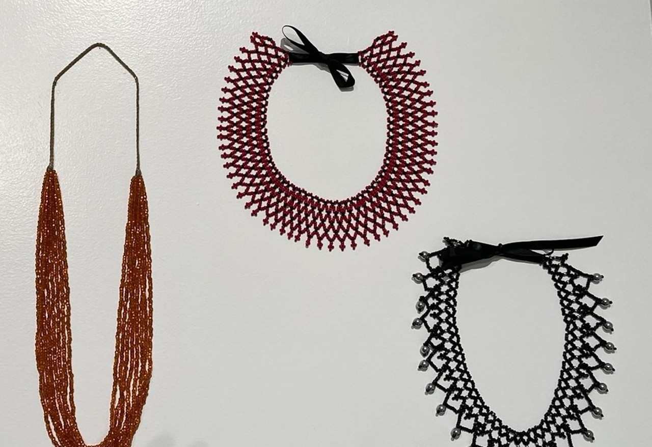 The Tampa Museum of Art made it a point to show all new artists this year—no Skyway repeats—including Florida Seminole artist Corinne Zepeda, whose beaded necklaces and patchwork keeps indigenous traditions alive and celebrated through art.