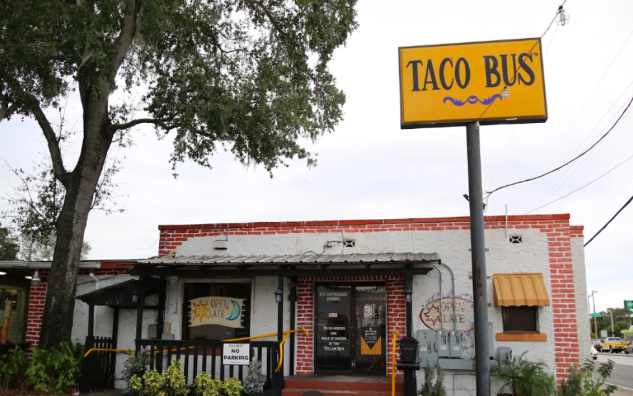 Taco Bus Seminole Heights
913 E. Hillsborough Ave., Tampa (813) 234-0294
While Taco Bus has several locations throughout the Tampa Bay area, we&#146;re focusing on the Seminole Heights spot, with its abundant outdoor seating and room to eat your tacos far, far away from strangers.
Photo via Google Maps