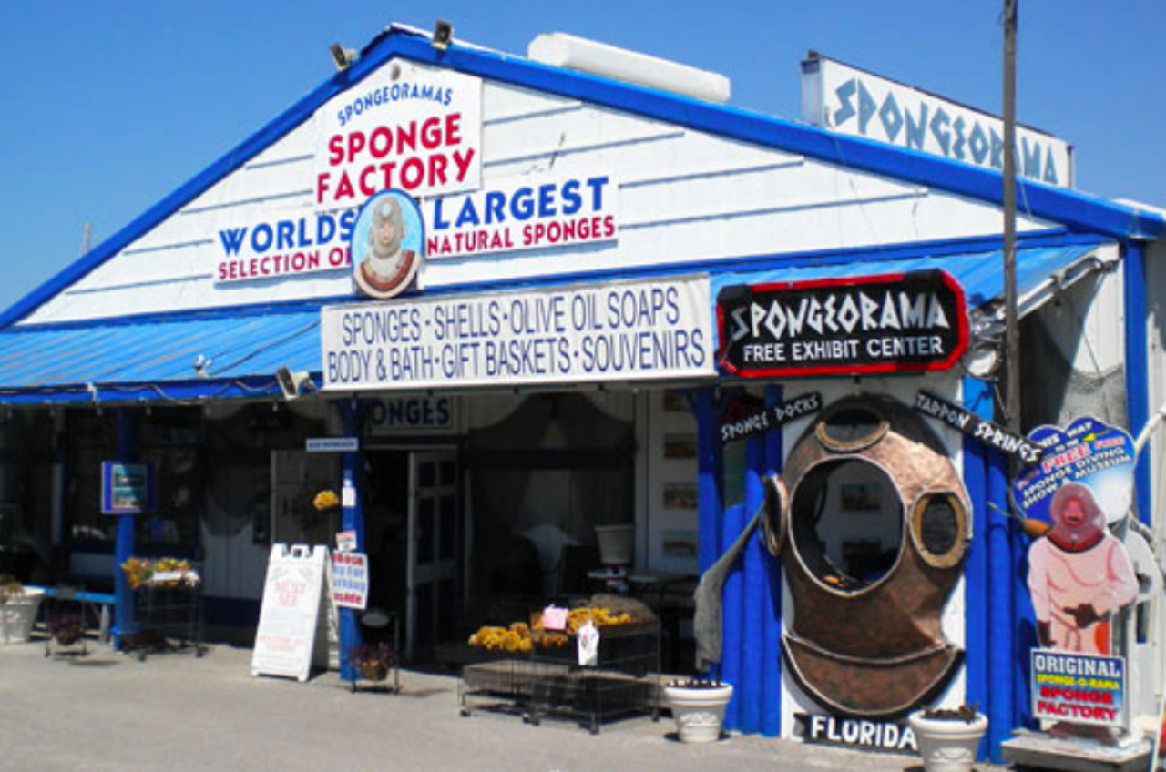  Spongeorama Sponge Factory 
510 Dodecanese Blvd, Tarpon Springs, (727) 943-2164
Founded in 1968, this sponge wonderland boasts the largest collection of natural sea sponges the world has ever seen. On top of the sponges, guests can also find pieces of Florida art, jewelry and gifts and learn about Tarpon Springs&#146; rich history in the sponge industry. 
Photos via Spongeorama.com