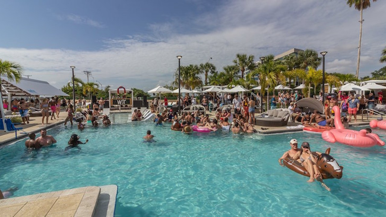 WTR Pool and Grill 
7700 W Courtney Campbell Causeway, Tampa, FL 33607, (813) 281-0566
Price: weekdays are free, weekend events are $10-$20 
WTR Pool and Grill, located on top of the Godfrey Hotel, throws some of the craziest, scantily clad, parties in town. But if you&#146;re looking for a more family-friendly day, their pool, cabanas and all, are free of charge during the week. 
Photo via WTR Pool and Grill/Facebook