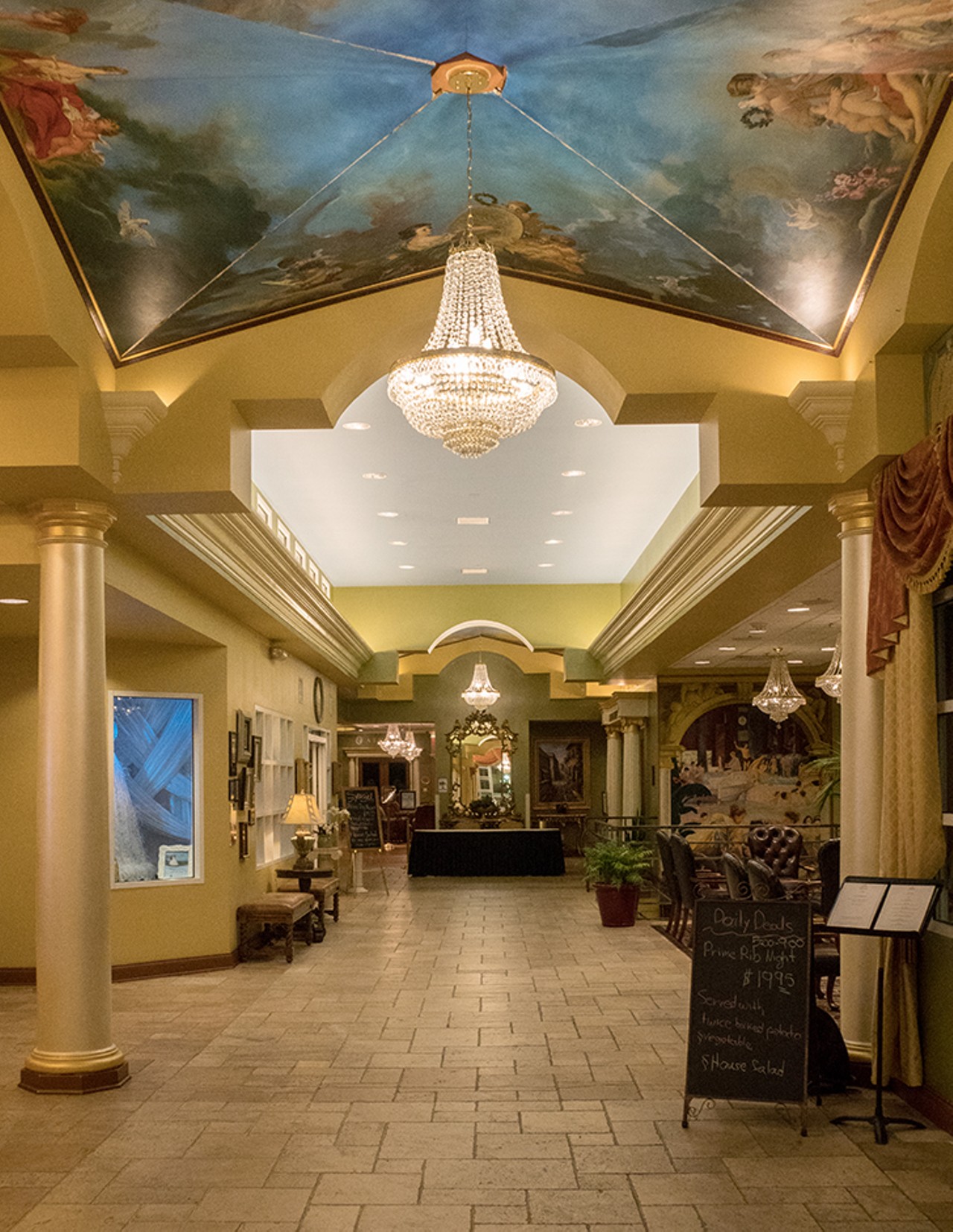 Paintings on the walls and ceiling of the Safety Harbor spa