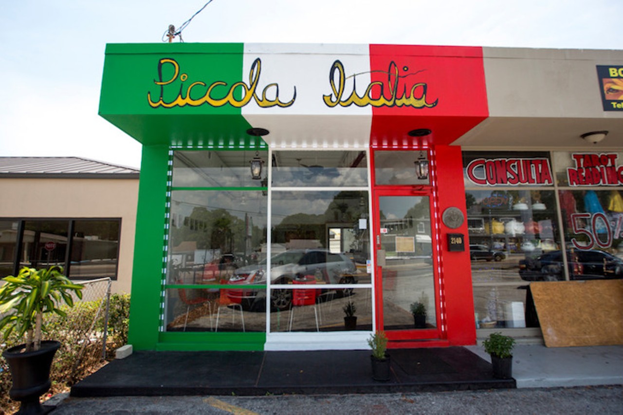 Piccola Italia Bistro   
2140 W. Dr. Martin Luther King Jr. Blvd., Tampa, 813-348-4912
Painted with giant green, red and white stripes, Piccola Italia Bistro shows that big things often come in small packages. Chef William de Ingeniis runs the joint from the front door to the kitchen in the back, preparing a variety of Italian favorites and specializing in a lineup of 10 pasta dishes with house-made sauces.
Photo via Chip Weiner