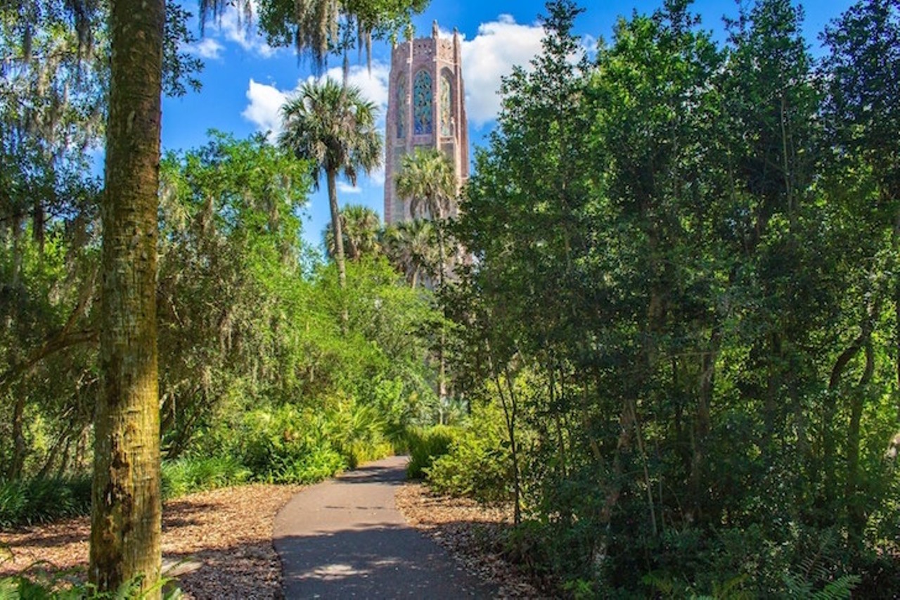 Bok Tower Gardens
Estimated time: 1 hour 20 minutes   
A botanical and historical masterpiece designed by Frederick Law Olmsted Jr., crowned with a neo-Gothic/Art Deco 205-foot bell tower. Escape the city bustle and spend a peaceful afternoon in Lake Wales strolling around this 250 foot acre garden and bird sanctuary. 
Photo via Bok Tower Gardens/Facebook