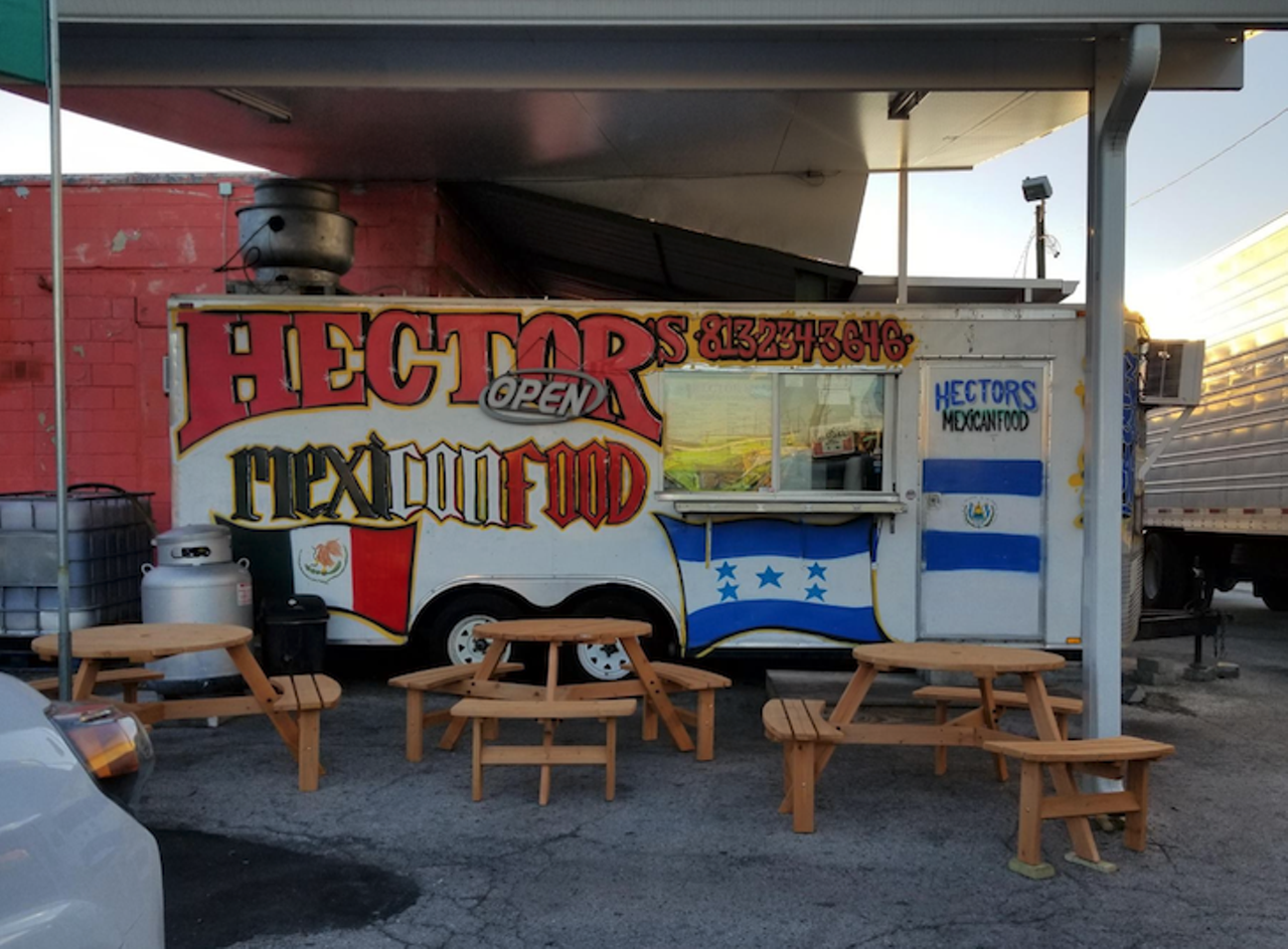 Hector&#146;s Mexican Food  
3120 E Hillsborough Ave, Tampa, 813-234-3646
This little food trailer is open late and is serving up street tacos and empanadas. Picnic tables are parked out front so you can smack them before hopping back on the road. 
Photo via Hector&#146;s Mexican Food/Facebook