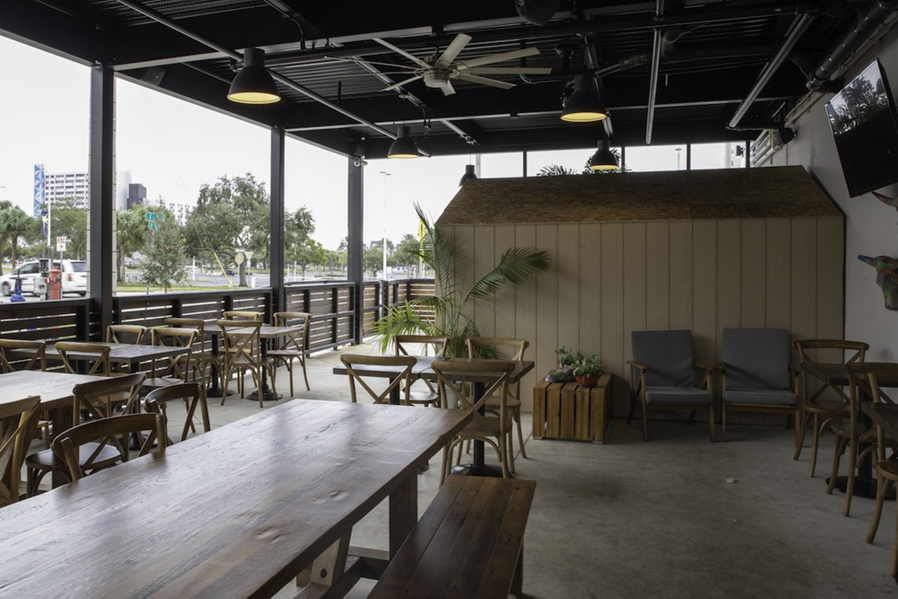 As for the first-floor patio, it offers plenty of seating options, too.