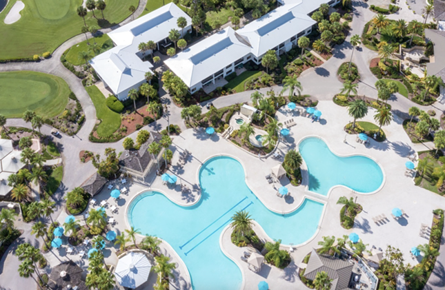 Saddlebrook Resort
5700 Saddlebrook Way, Wesley Chapel, 813-973-1111    
$25-$125
    For $25 you can access the storied resort’s 500,000 gallon "superpool" with games like volleyball and basketball, as well as the adults-only pool for a more laid back vibe. Lounge chairs, complimentary Wi-Fi and access to the Poolside Cafe come with the day pass and you can upgrade to a reserved cabana in the shade for $100 more. 
       Photo via Saddlebrook Resort/Facebook