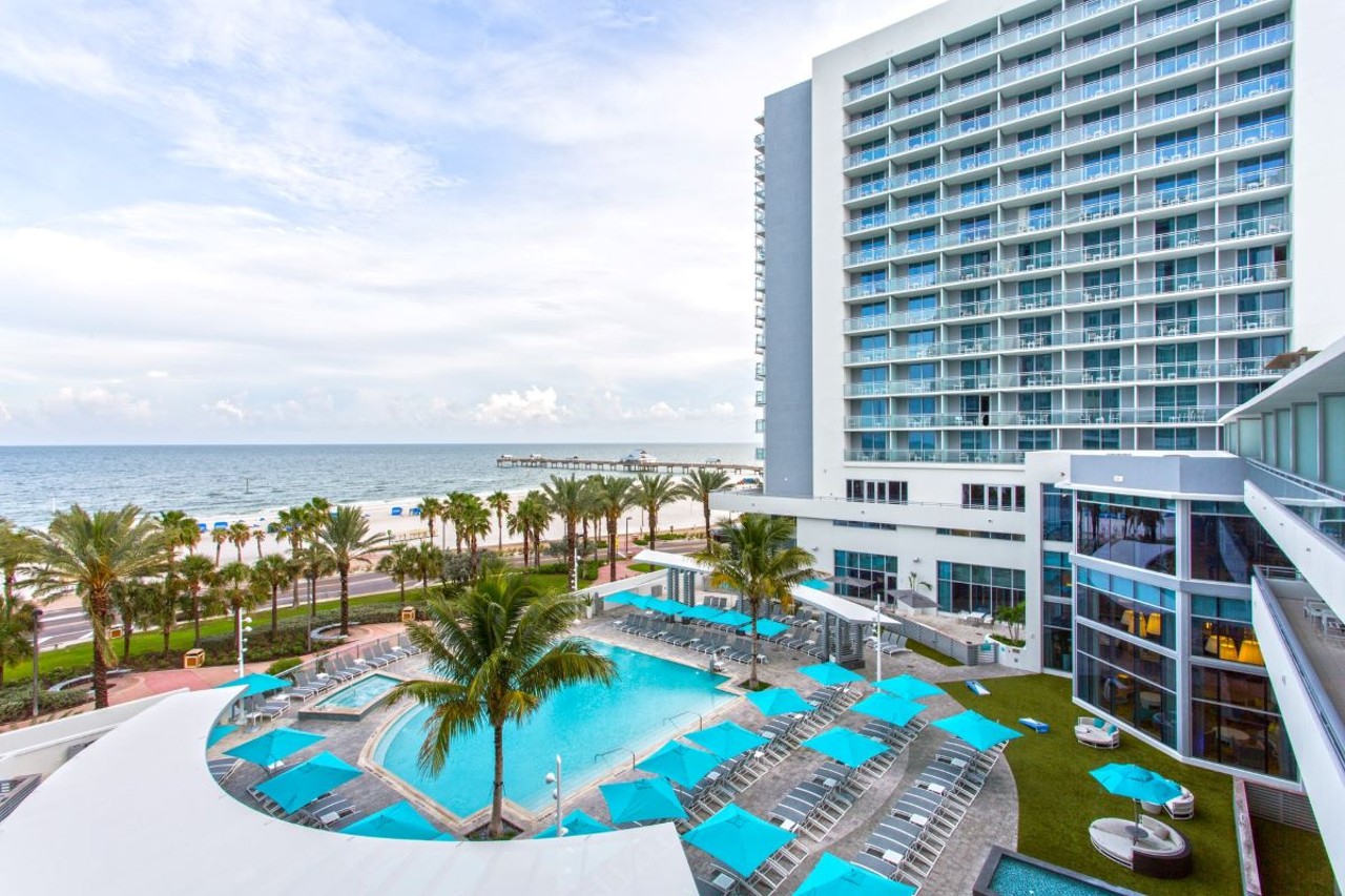 Wyndham Grand Clearwater Beach 
Wyndham Grand Clearwater Beach 
100 Coronado Dr., Clearwater, 727-281-9500    
$50
You can bounce between the beach and the pool with the Wyndham Grand day pass, which offers access to both, plus lounge chairs and poolside service from Dock’s Pool Bar & Grill. 
Photo viaWyndham Grand Clearwater Beach/Facebook