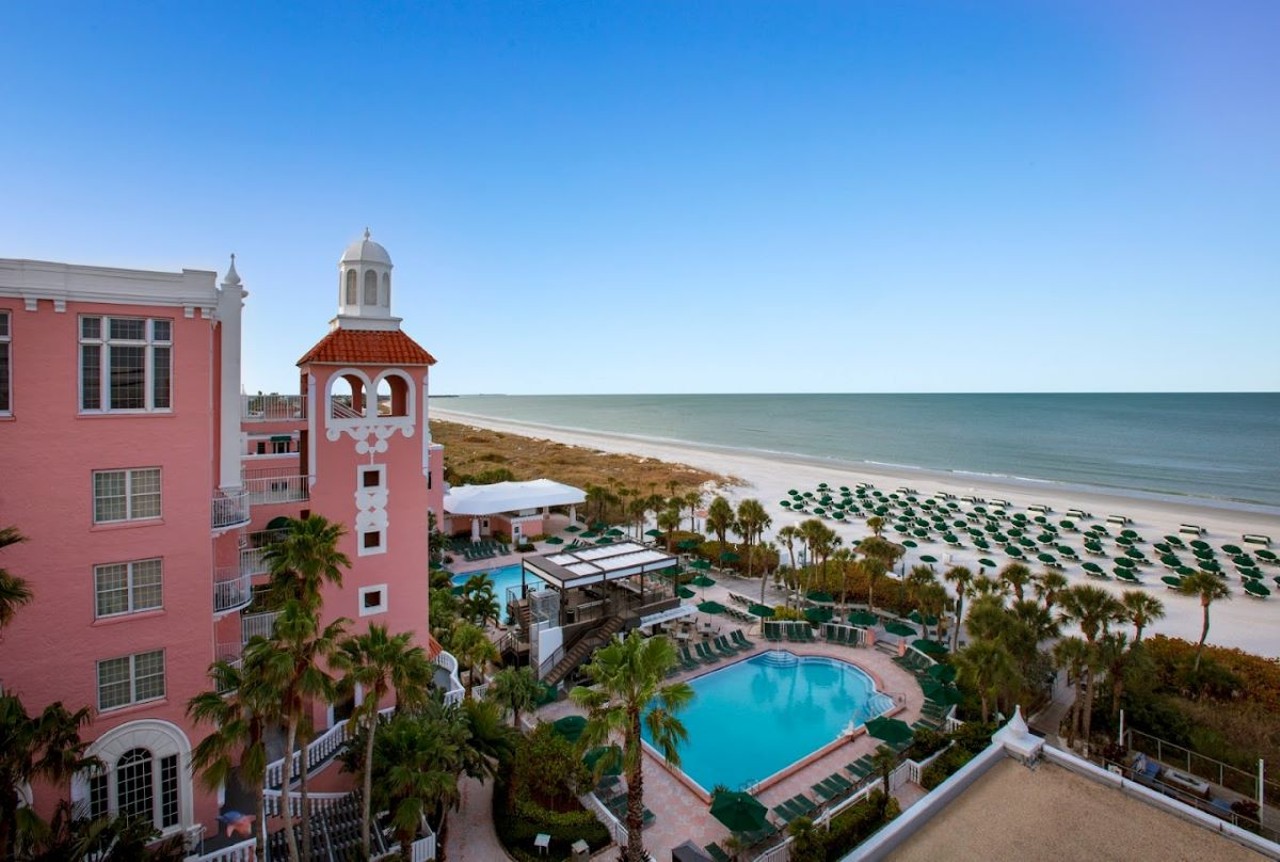 The Don CeSar
3400 Gulf Blvd., St. Pete Beach, 727-360-1881    
$89
Day passes at the iconic “Pink Palace” start at $35 for kids and $89 for adults, and include access to the beach, the hotel’s two heated pools, indoor jacuzzi, poolside food and drink service and free Wi-Fi. Self parking or valet are discounted, as well.
Photo via The Don CeSar/Google