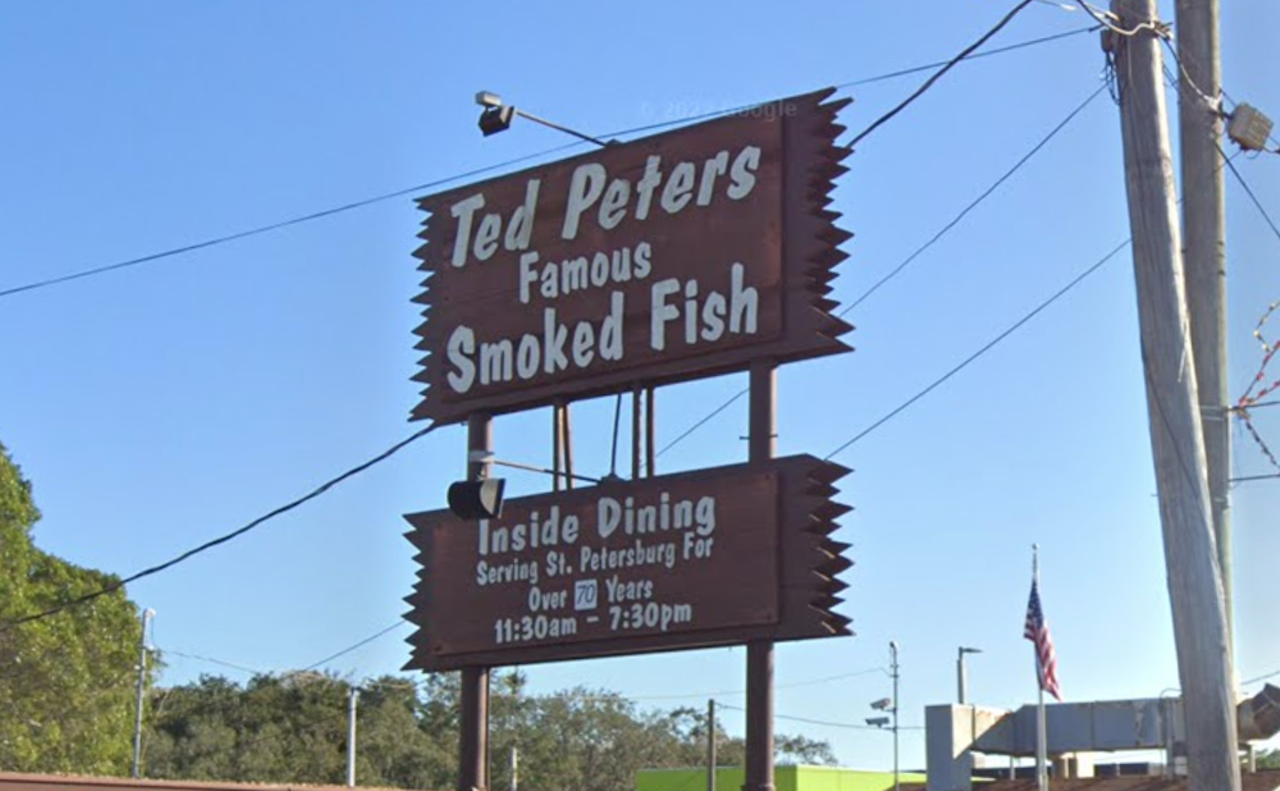 Ted Peters Famous Smoked Fish  
1350 Pasadena Ave. S, St. Petersburg, 727-381-7931
To combat the St. Pete Beach heat, cool down with a frozen root beer and delicious fish spread at Ted Peters. For over 70 years, locals and tourists alike have enjoyed Ted’s famous smoked fish—including mahi-mahi, salmon, mackerel and mullet. Make sure to bring cash.
Photo via Ted Peters Famous Smoked Fish/Google Maps
