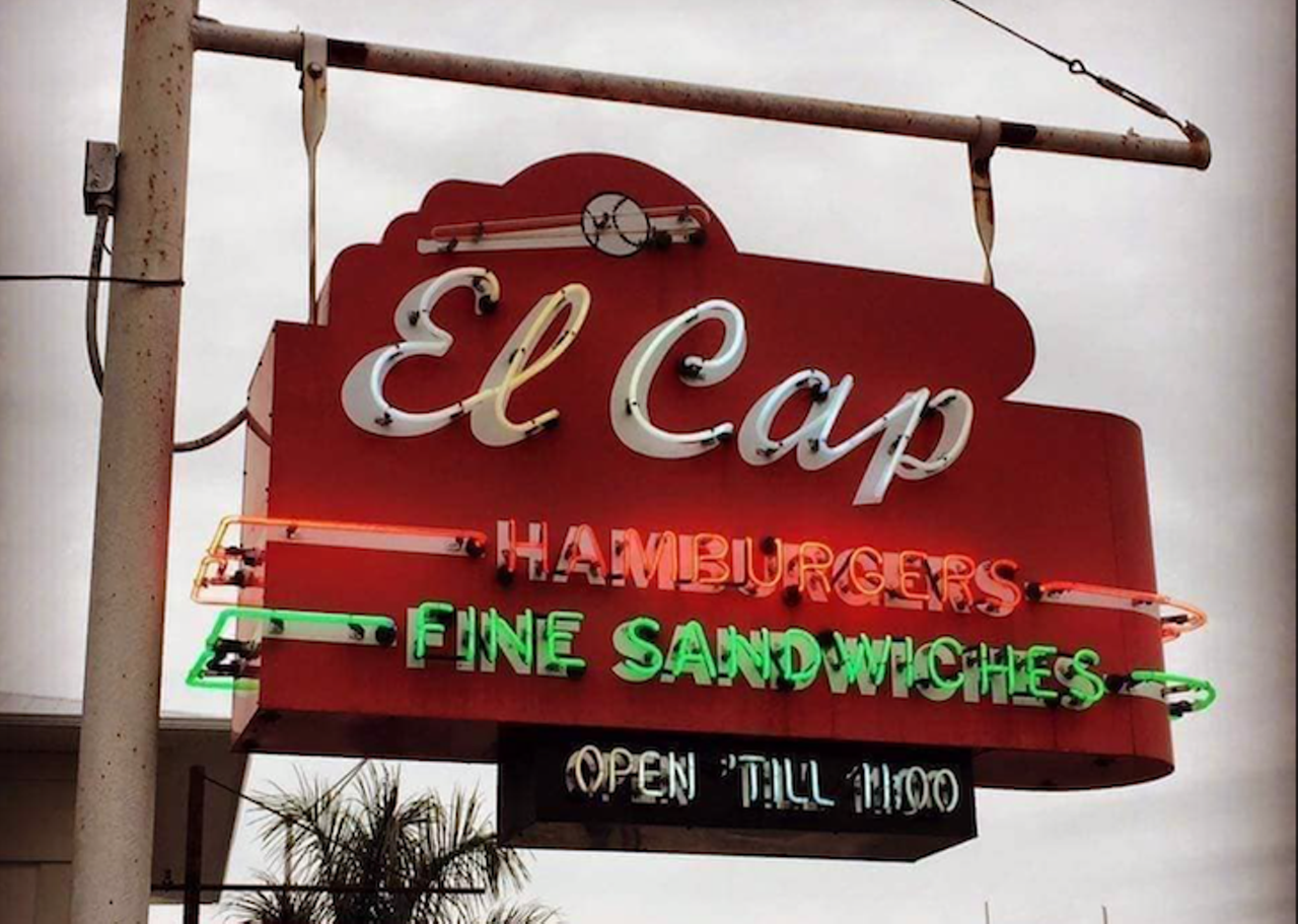El Cap
3500 4th St N, St. Petersburg
El Cap has cooked up burgers and hot dogs for 57 years. It's the kind of family-run dig that serves cheap, good food. El Caps&#146; menu has remained unchanged since it opened in 1964, and it features sandwiches all below $7. If its neon sign doesn&#146;t draw you in, then I&#146;m sure the burgers will.
Photo via El Cap/Facebook