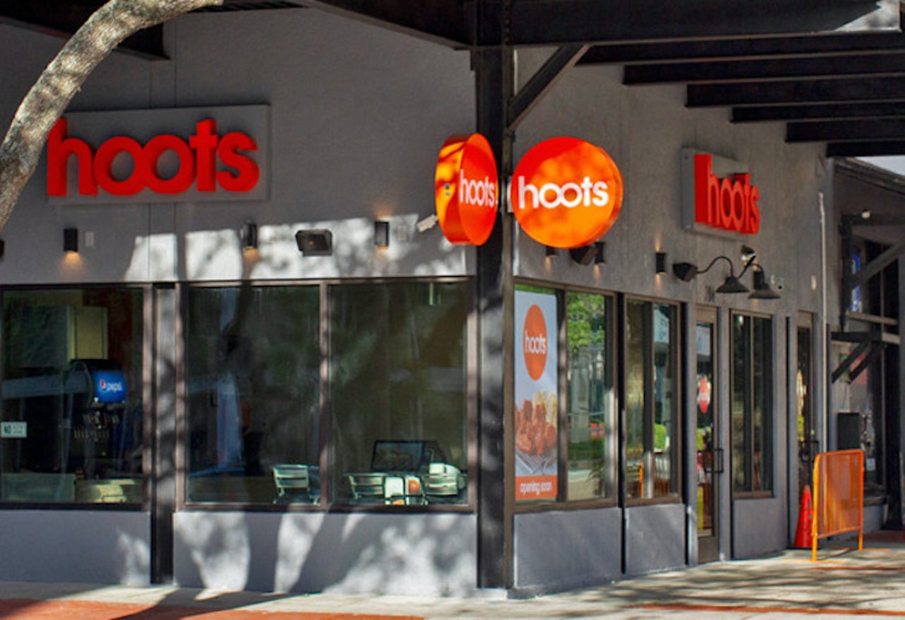 Hoots
204 1st Ave N., St. Petersburg, (727) 220-4607
Hoots is a fast casual wing joint from Hooters which describes itself as &#147;a little bit Hooters, a little bit its own thing,&#148; which may refer to the fact there&#146;s no servers in pantyhose, and instead the staff (including men) sport khakis and orange shirts. Like it&#146;s mother nest, Hoots focuses on wings, tenders, shrimps and boasts 11 different sauces. The new 1,000 square-foot space also includes outdoor seating, and the full menu is available on most delivery apps, as well as for takeout.
Photo via Hoots