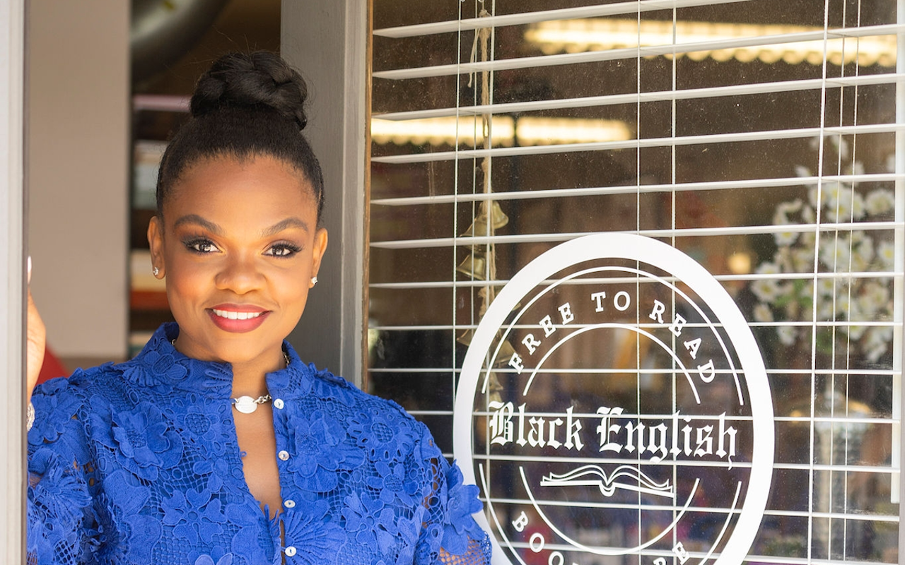 Ariel Amirah Danley outside the Black English Bookstore in Tampa, Florida.