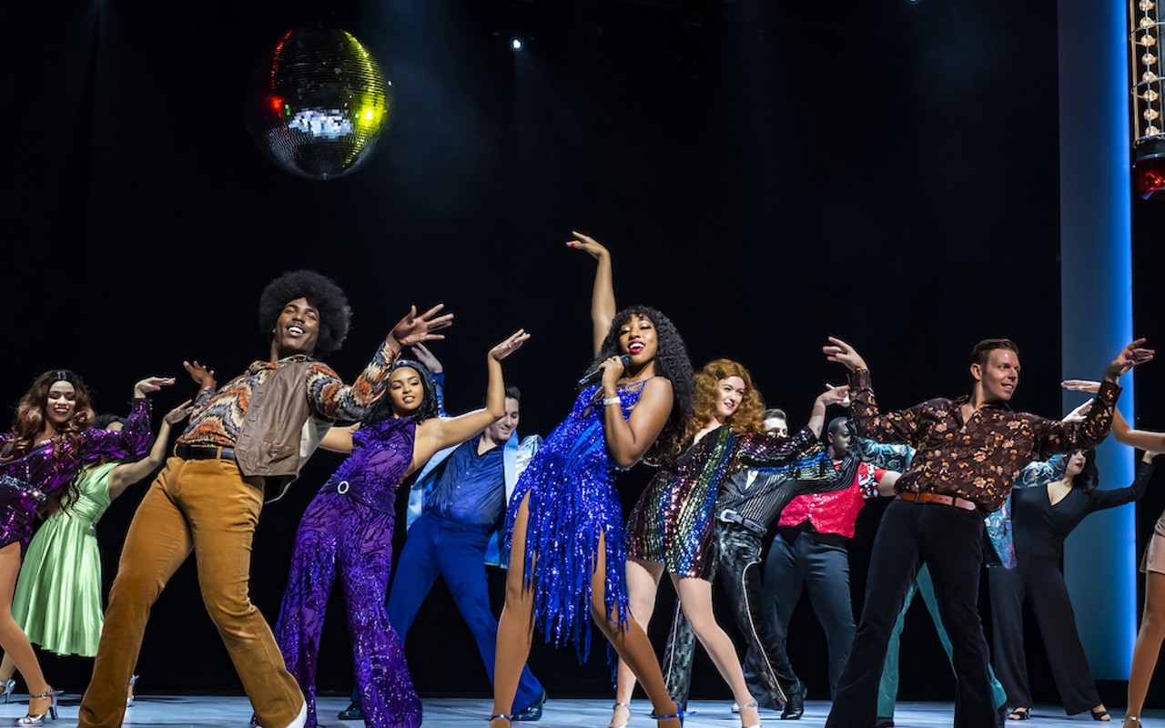 (Center) Charis Gullage (“Disco Donna”) and the ensemble of 'SUMMER,' running from Jan. 11-16, 2022 at David A. Straz Center in Tampa, Florida.