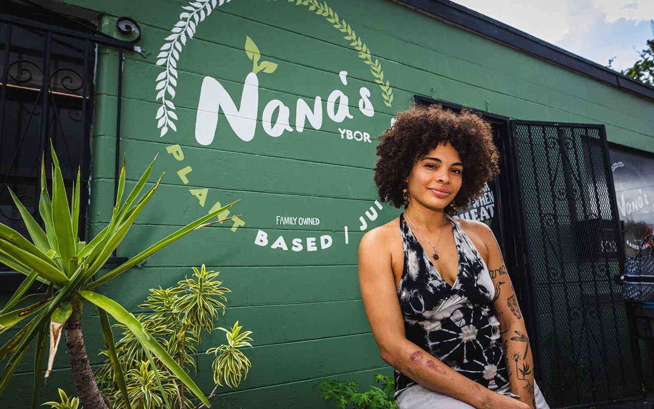 Nana's owner Anisa Mejia poses outside of her restaurant and smoothie spot at  1601 E 4th Ave.