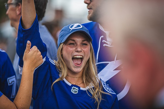 All of the Tampa Bay Lightning fans we saw still shouting 'Go Bolts' after losing the Stanley Cup Final