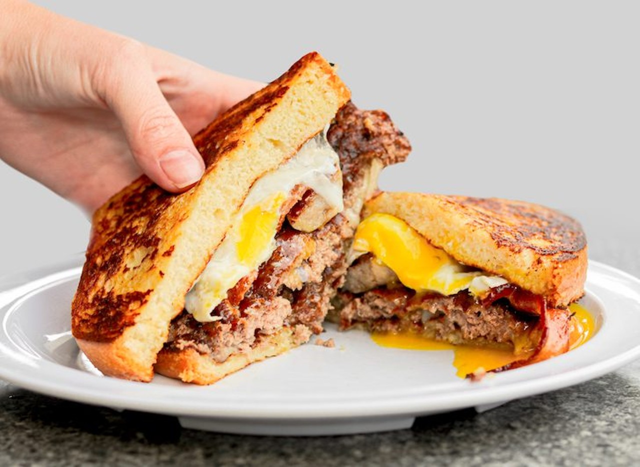 Daily Eats
901 S. Howard Ave., Tampa
(813) 868-3335
ilovedailyeats.com
"The Ron BURGundy" - $10
Black Angus patty with cheddar jack cheese, bacon, pork sausage and an over-easy egg, stacked between two pieces of french toast
Takeout (call-in), Online ordering (pickup), Dine-in