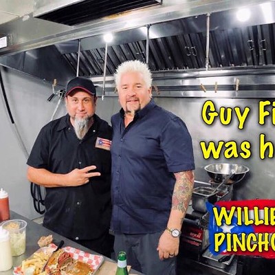 Willie's Pinchos     1718 N. Goldenrod Rd., Orlando    Owner Willie Garcia settled in Orlando after leaving Puerto Rico at the age of 15. Fieri enjoyed the plantain mofongo with carnitas. The restaurant also specializes in jibaritos, pastrami and beef sandwiches with flattened plantains instead of bread.        Photo via Willie's Pinchos&#146; Facebook