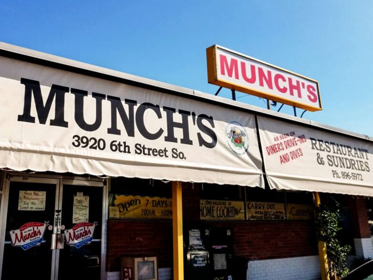 Munch's Restaurant & Sundries 
3920 6th St. S., St. Petersburg
Since making an appearance on Guy&#146;s Triple D, Munch&#146;s has added a world map for out-of-towners who follow the show to mark where they&#146;re from. The restaurant, which started as a sundry store and post office, specializes in creamed chipped beef.
Photo via Munch's Restaurant & Sundries&#146; website