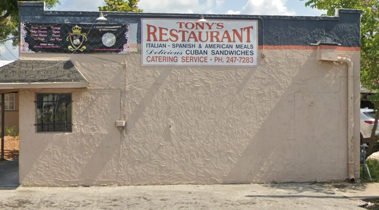 Tony’s Ybor Restaurant
2001 N 22nd St., Tampa
After 93 years of dishing out hearty Italian dishes, Tony’s Ybor Restaurant has made the decision to close. Larry Scaglione, the most current owner, shares that he intends to continue the Tony’s legacy by opening a catering business, which he is calling Tony’s Ybor Catering, so the Tony’s legacy lives on!
Photo via Tony’s Ybor Restaurant/Google