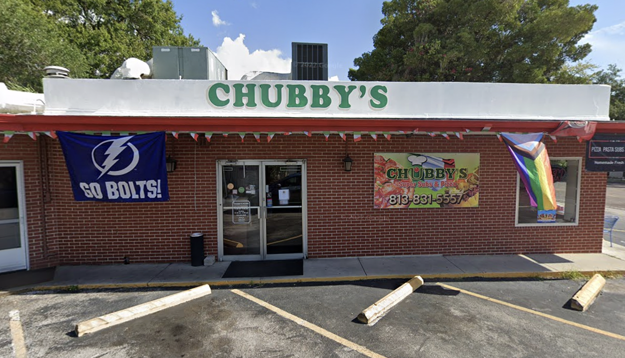  Chubby's Super Subs & Pizza
5023 Bayshore Blvd, Tampa
After 40 years, South Tampa’s Chubby's Super Subs & Pizza closed last summer. “It is with a heavy heart that I announce the closing of Chubby's Super Subs & Pizza. A staple of Ballast point for over 40 years, it will be sad to see it go. We invite you to stop by anytime in the next 8 days to share any stories you might have about Chubby's— we would love to hear them,” Chubby’s wrote. “We will miss all of our customers, best part of the job. Come say goodbye to Chubby's and get your final Bomb on!”
Photo via Google Maps