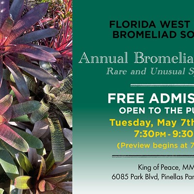 Annual Bromeliad Auction! Florida West Coast Bromeliad Society May 7th!