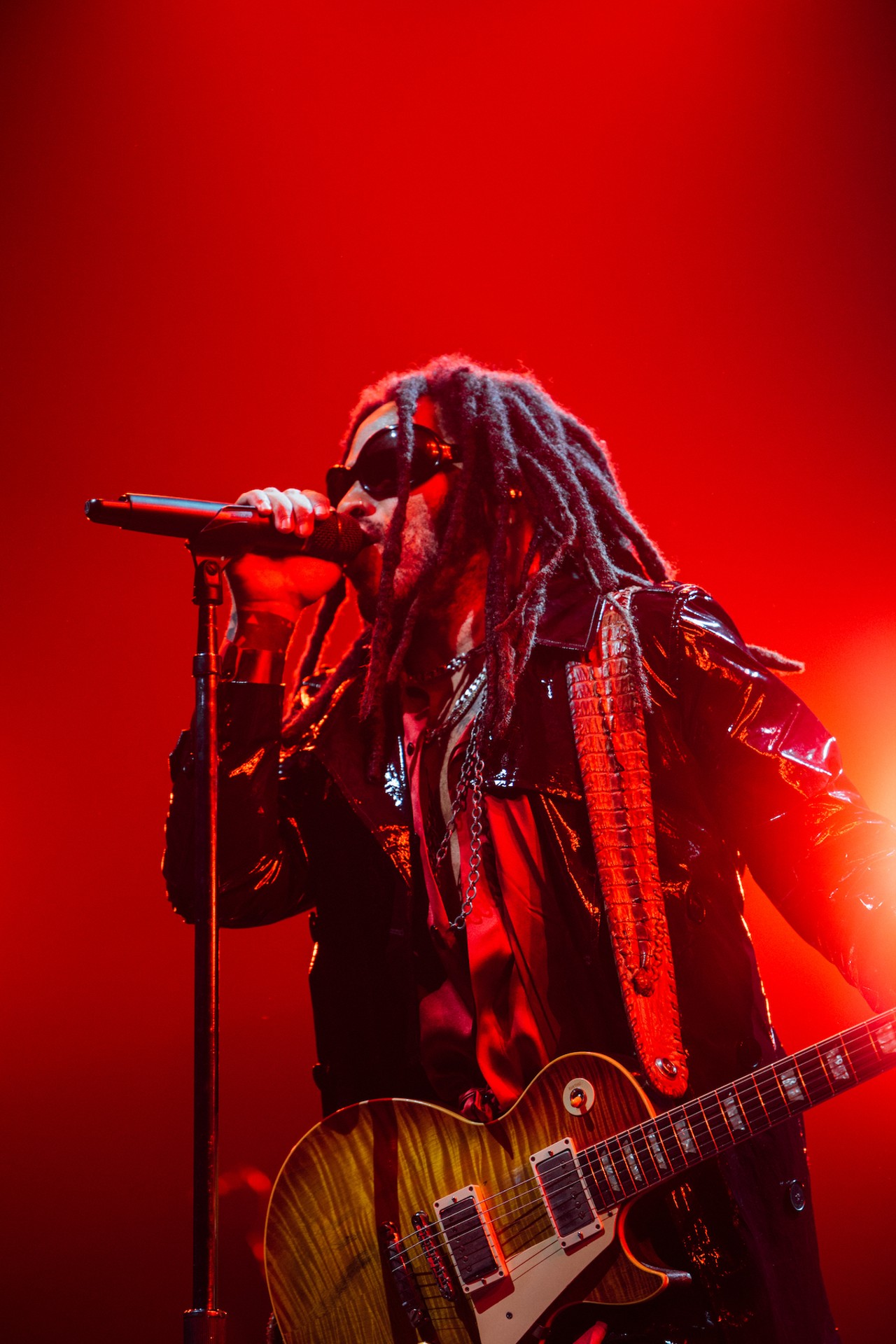 Lenny Kravitz plays Amalie Arena in Tampa, Florida on Oct. 21, 2022.