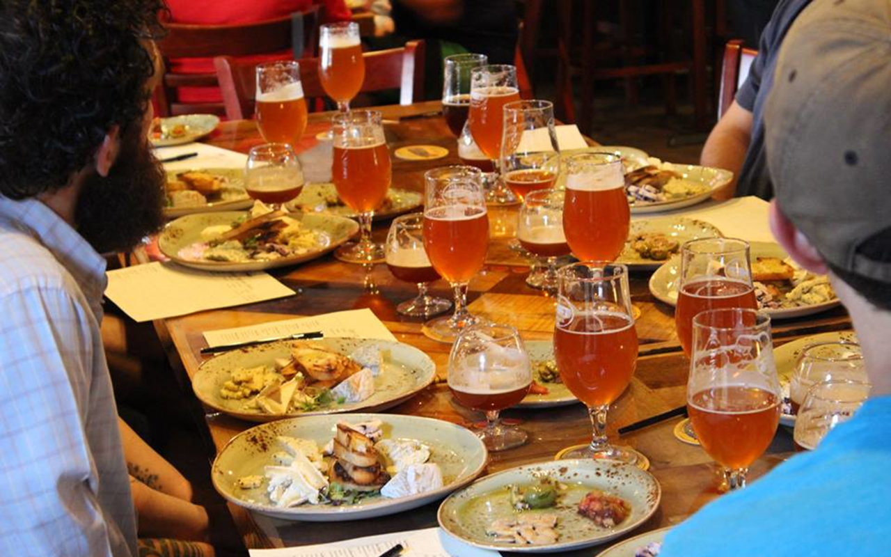 The offerings at Cigar City Brewpub's beer and cheese pairing last month.