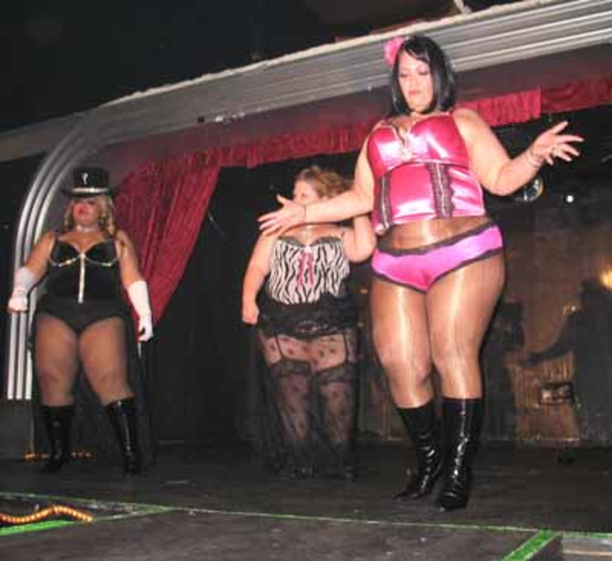 The ladies of Club Rubenesque on stage at the Honey Pot.