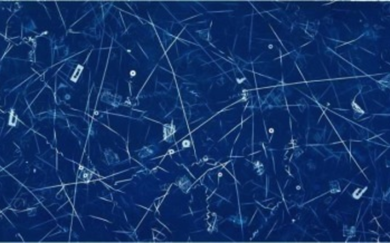 Christian Marclay: "Allover (Rush, Barbra Streisand, Tina Turner, and Others)." 2008, Cyanotype.