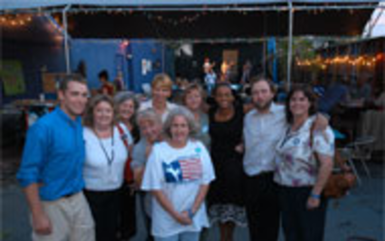 SUPPORT GROUP: Hillsborough Dems chair Janee 
    Murphy, third from right, with DEC members at a 
    recent gathering at Viva La Frida. 
    LORI BALLARD