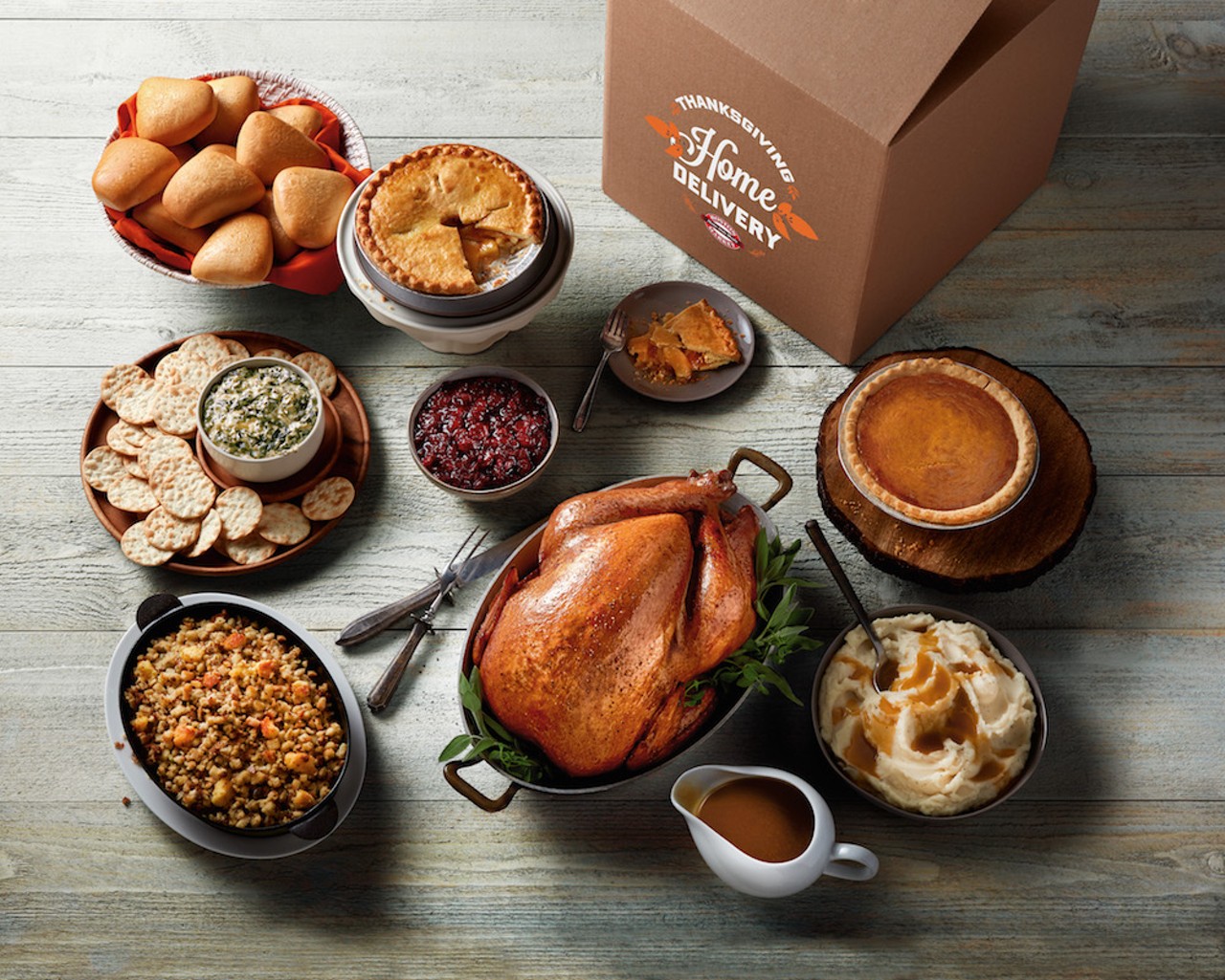 Boston Market
Various locations, Tampa Bay.
Open on Thanksgiving, Boston Market spotlights roasted turkey breast and signature rotisserie chicken as individual meals or &#147;feasts for three.&#148; Seasonal sides, appetizers and whole pies round out the offerings. Home delivery is available, too.
Photo via Boston Market