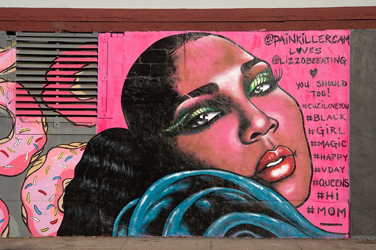 Tampa muralist Cam Parker (@painkillercam) painted a mural of bop star Lizzo (@lizzobeeating) at Southeastern Seating.