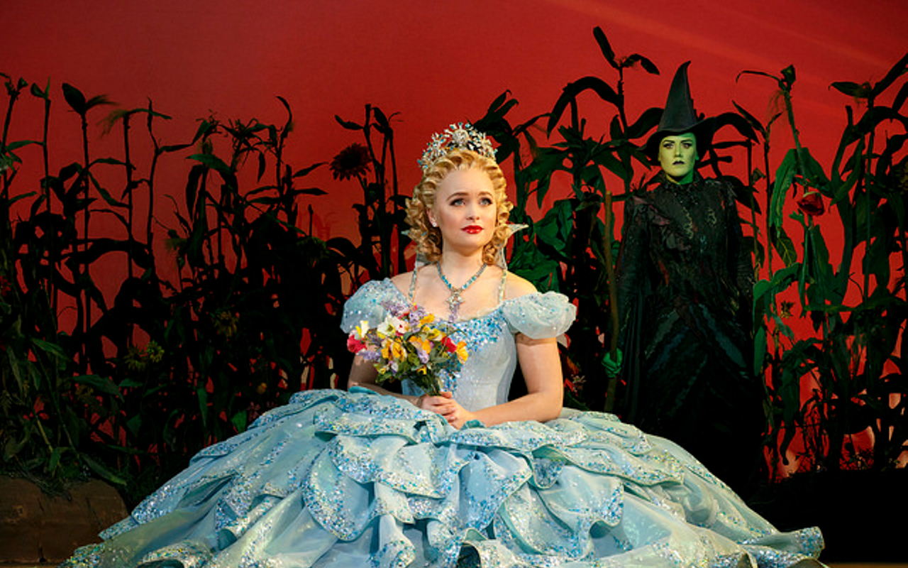 Amanda Jane Cooper as Glinda and Emily Koch as Elphaba in “Wicked.”
