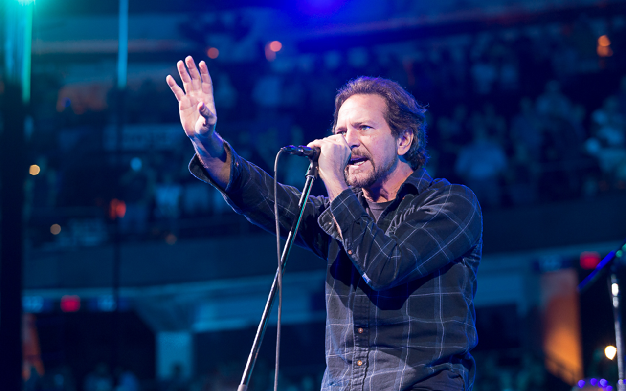 Eddie Vedder and Pearl Jam performing at Amalie Arena on Mon., April 11, 2016