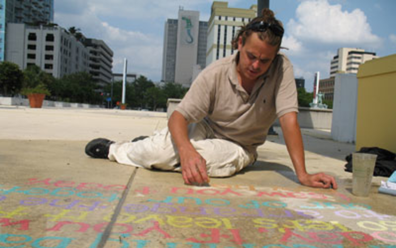 THE PAVEMENT POET: "I'm not in it for my own vanity," says Hans George Honschar (aka Jacob Christiano), St. Pete's sidewalk chalk poet. "It's just my experience and I put it on the ground."