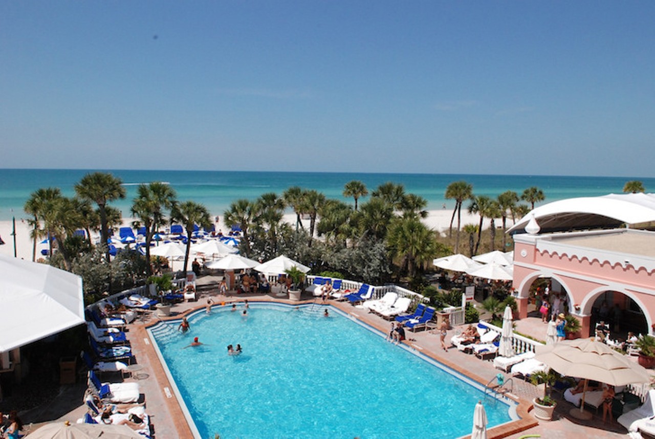 The Don CeSar
3400 Gulf Blvd., St. Pete Beach
A $50 day pass gets you pool access and access to the fitness center. We've heard the Pink Lady may be haunted, but odds are you're safe at the pool. Seriously, who haunts a swimming pool? The Don only offers the pass when they're not at capacity, so call the Don Club first to make sure you can dip your toes in this storied pool.
Photo by Josh Hallett via Flickr/CC2.0
