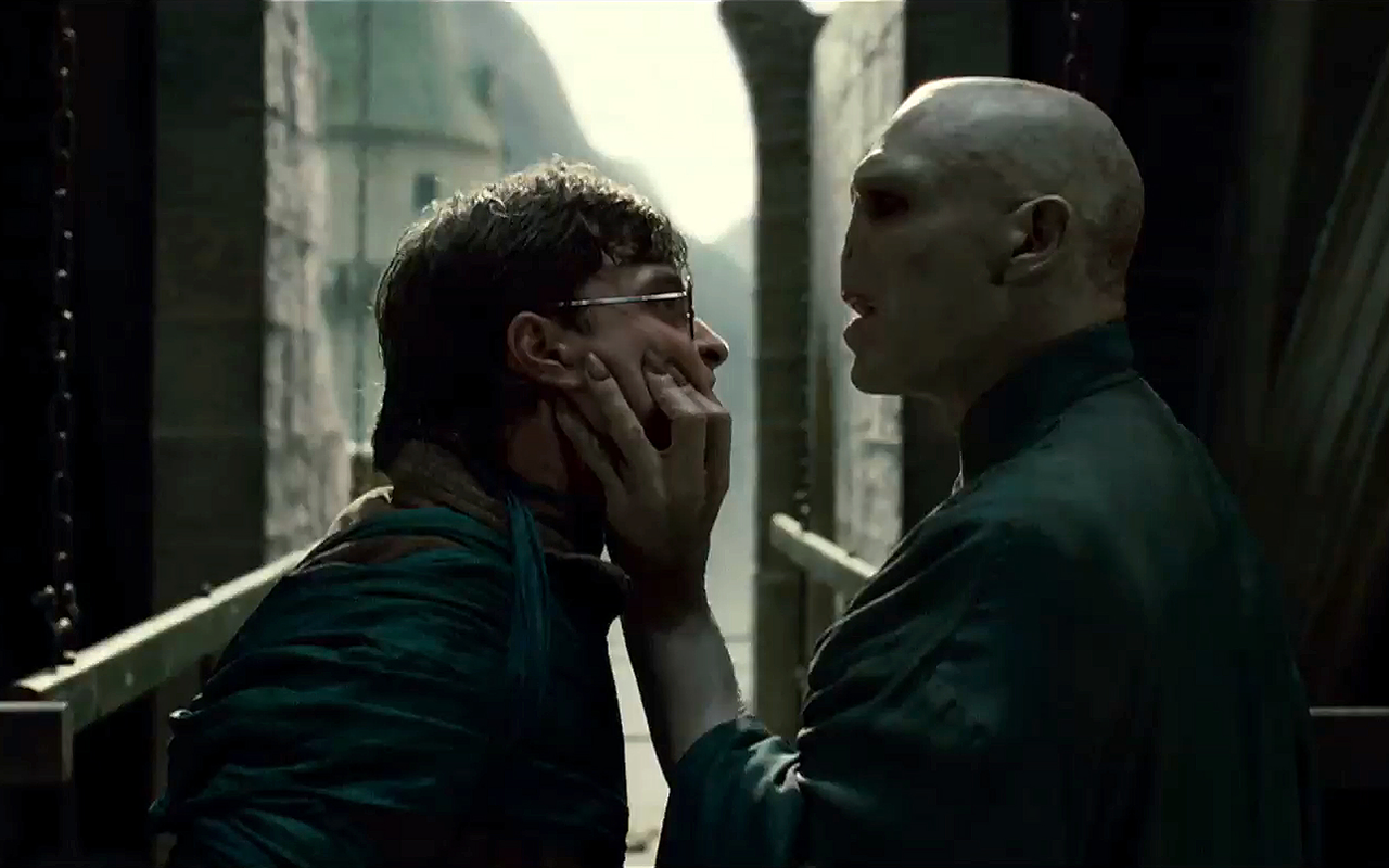 FACE-TIME: Harry Potter (Daniel Radcliffe) gets up close and personal with Lord Voldemort (Ralph Fiennes).