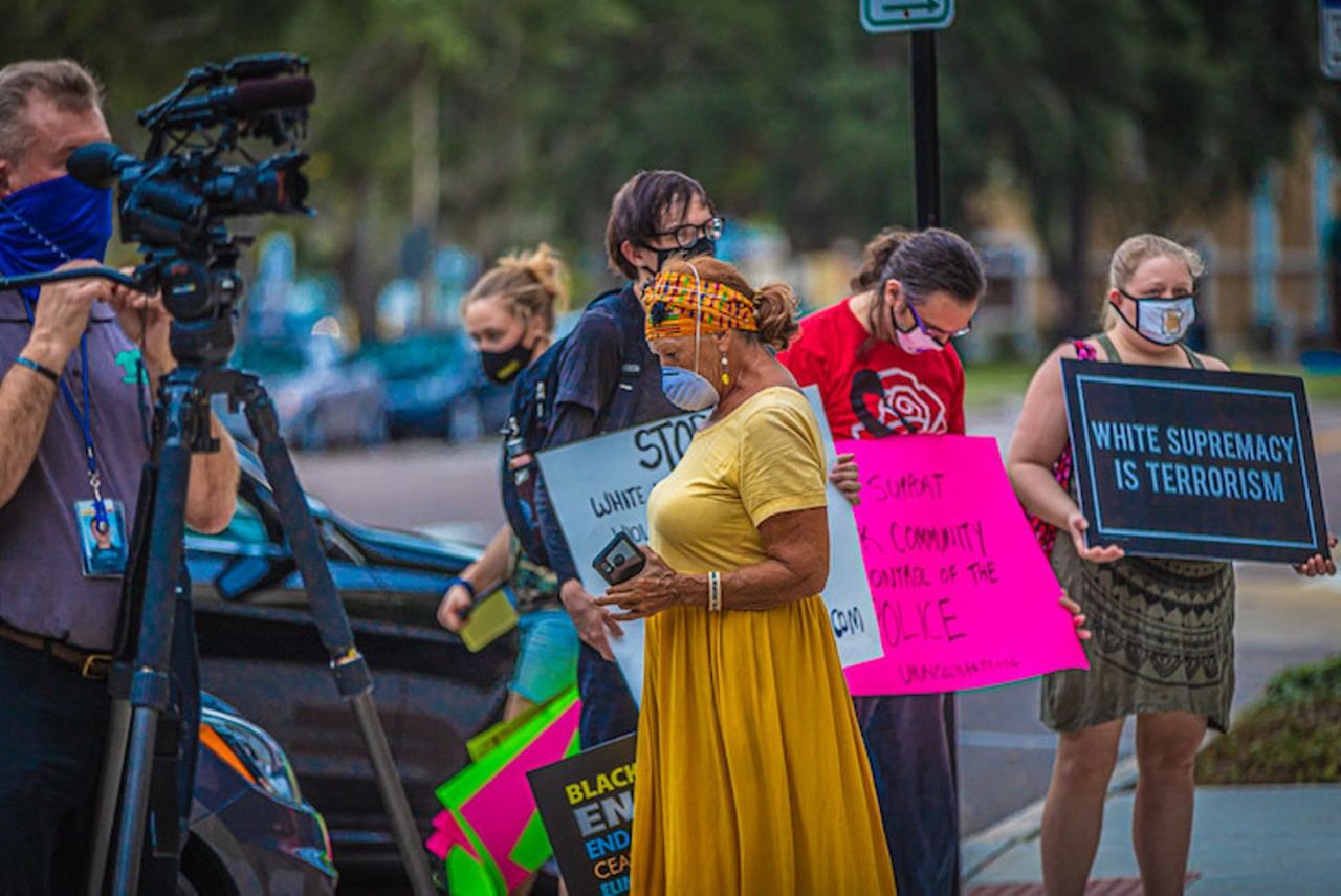 Despite calls to stay away, out-of-town counter protesters still showed up at the St. Pete Pier last weekend