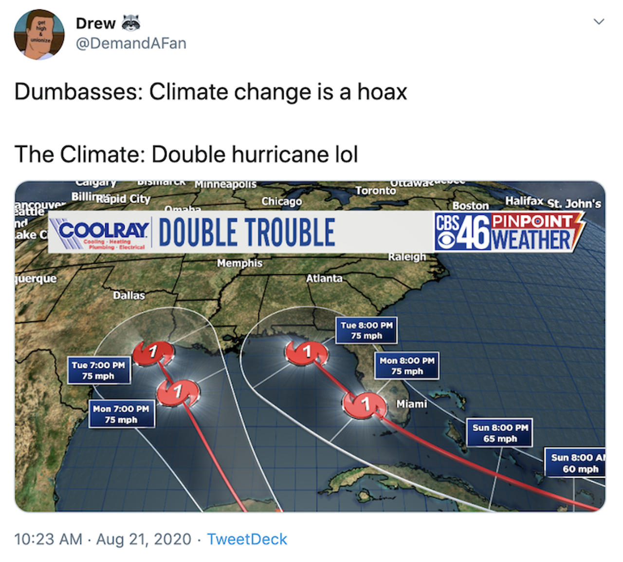 Double hurricanes in the Gulf is bad, but these Twitter jokes are actually good