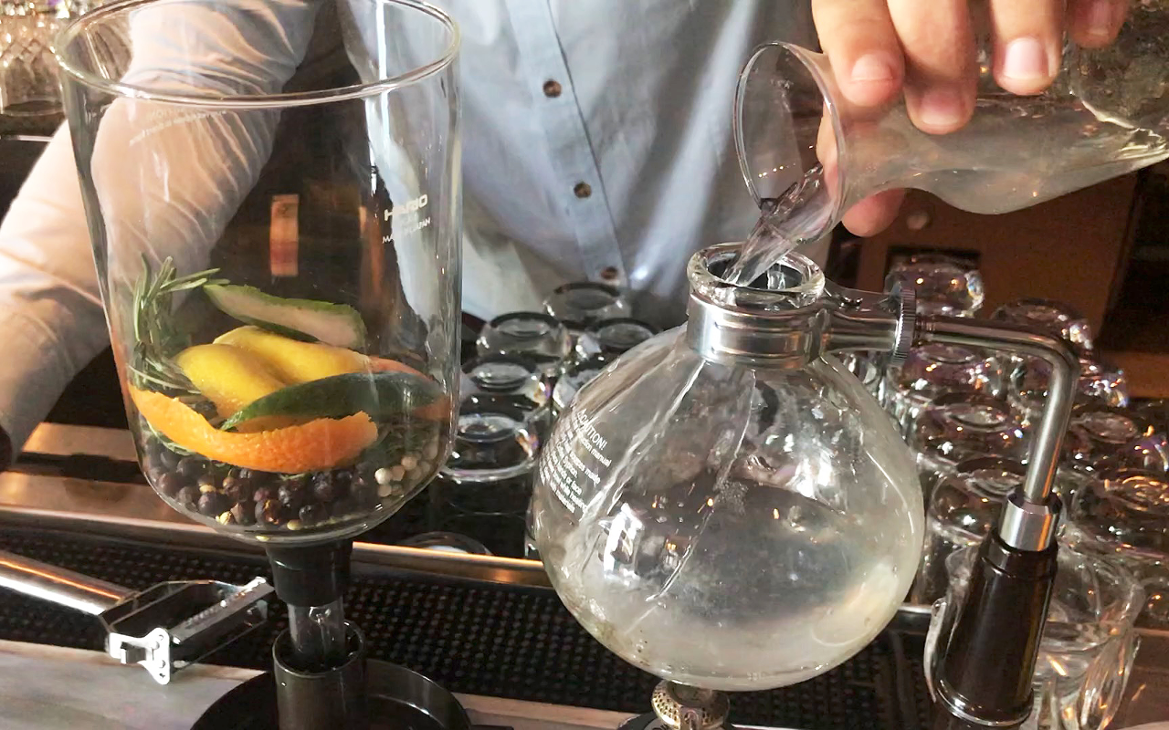 Rococo Steak's House-Infused Gin & Tonic for Two transports you back to chemistry class.