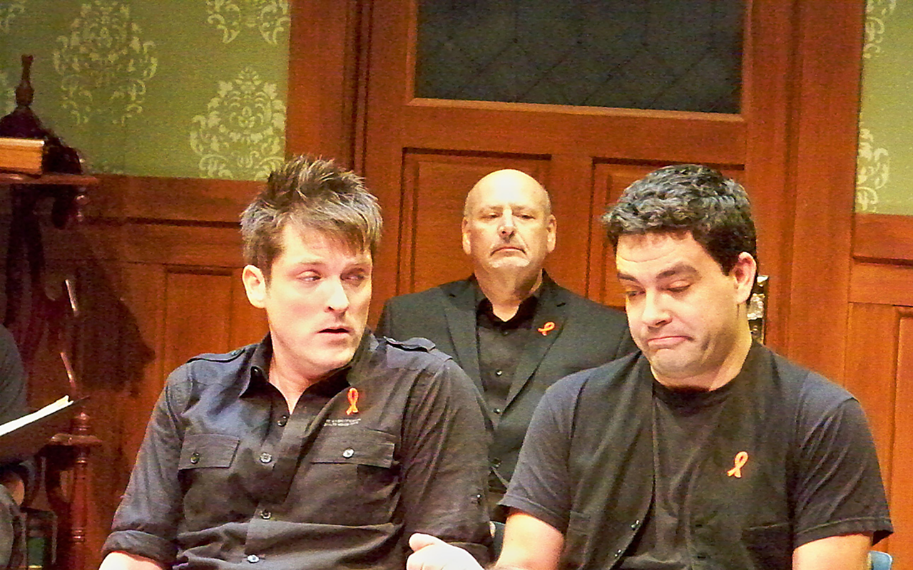 FROM THE HEART: Chris Crawford, John Lombardi and Eric Davis in SATP’s staged reading of The Normal Heart.