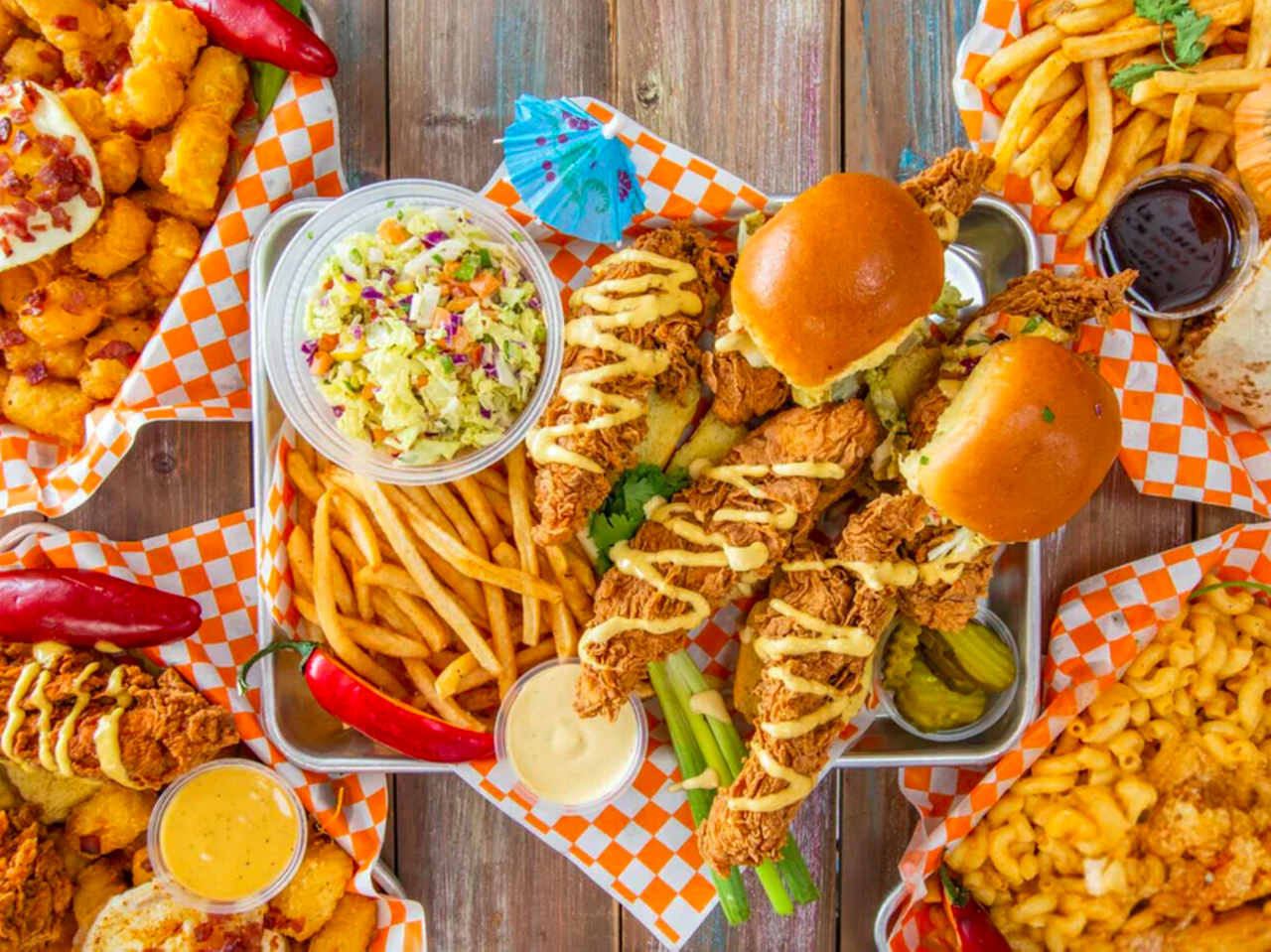 Hot Chix
5208 N 22nd St., Suite B, Tampa
California-based chicken chain Hot Chix made its Tampa debut in July 2023. Nashville-style hot fried chicken is the main event, but there's also hot buns, chocolate shakes, mac and cheese, fries and more up for grabs. 
Photo via Hot Chix/website