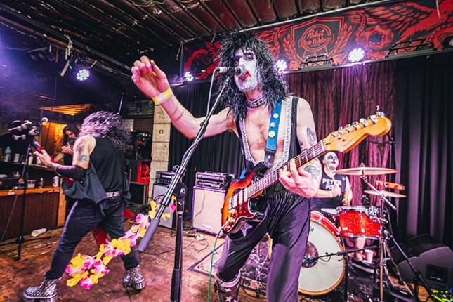 Everyone we saw getting showered in Piss, the Kiss cover band, at Ybor City’s Hot Dog Party 17