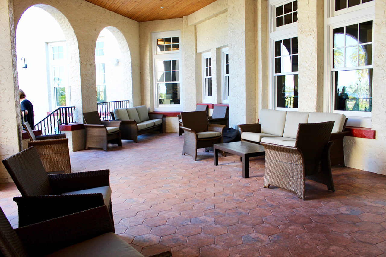 Out front, both hotel guests and the public can enjoy the outdoor patio.