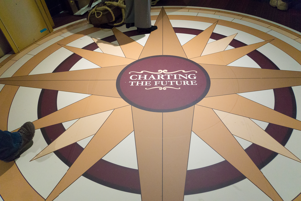 A large compass on the floor of the gallery is being completed to honor the donors (over 150 thus far) that helped make this project a reality.