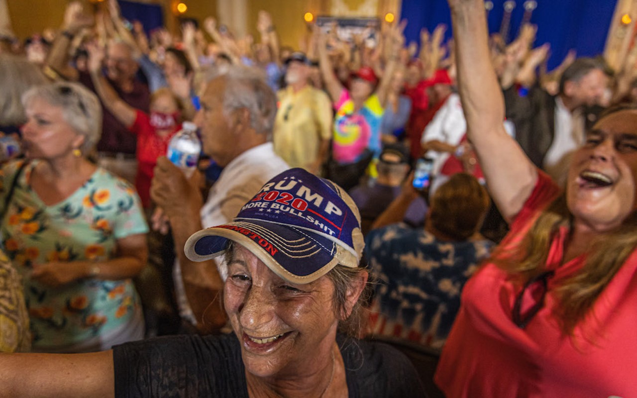 Trump supporters at a Matt Gaetz and Marjorie Taylor Greene event at The Villages on April 30, 2021.