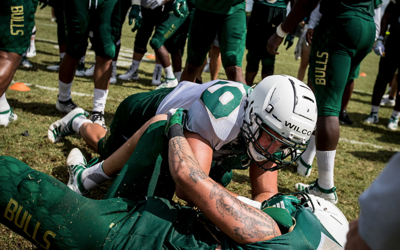 A fall football practice at the University of South Florida in Tampa, Florida.