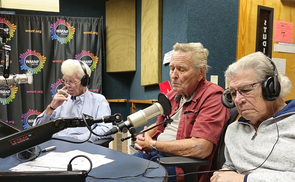(L-R) Charlie Fudge, Gene Oker and Roy Connelly at the WMNF studio in Tampa, Florida on Nov. 24, 2023.