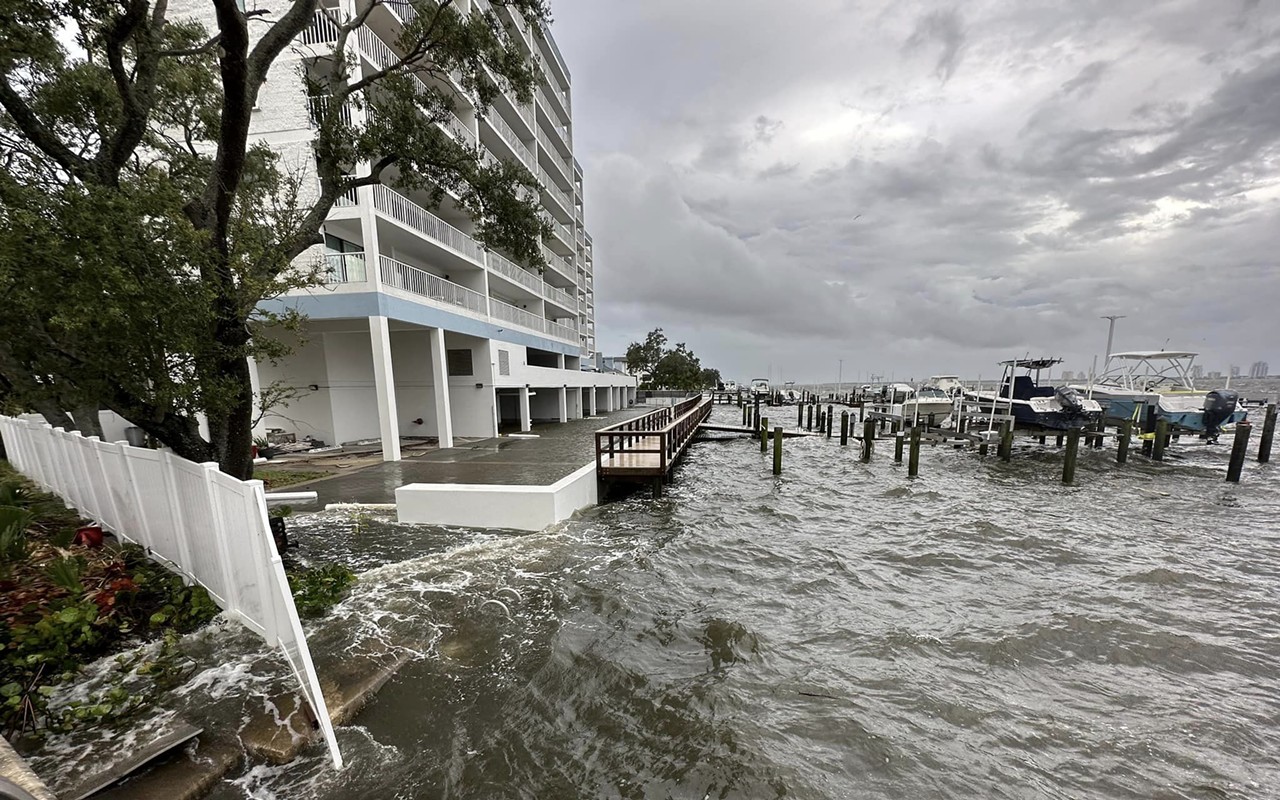 Flooding in downtown Tampa following Hurricane Idalia.
