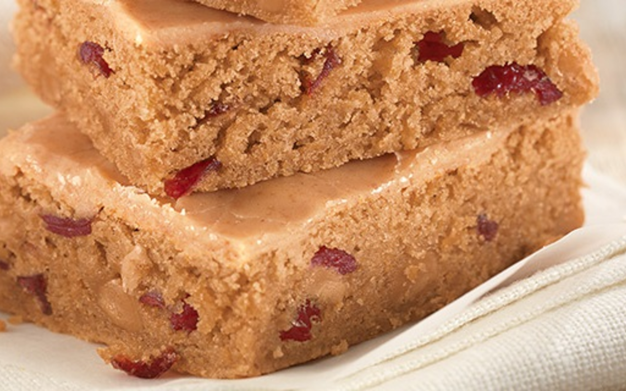 Bonfire Blondies with pumpkin spice, cranberries and more.